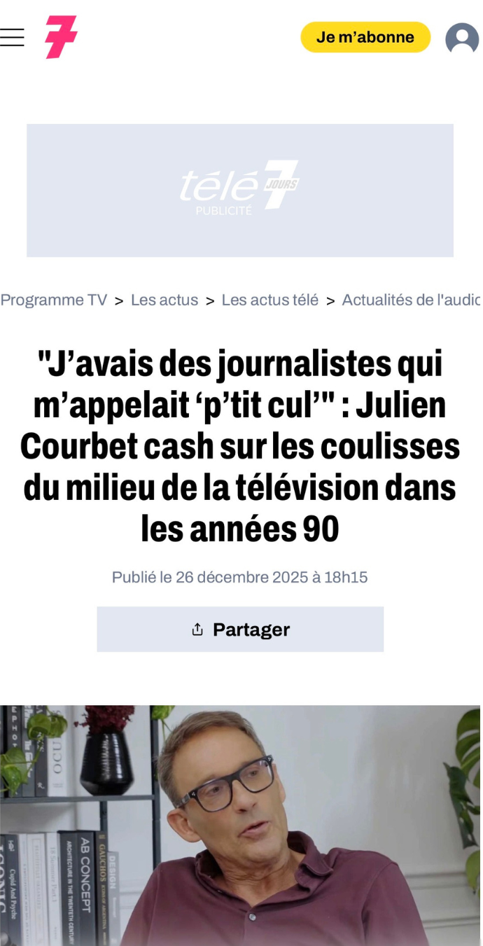 Capture d'écran de l'article Télé 7 Jours sur l'épisode Julien Courbet d'Unchained